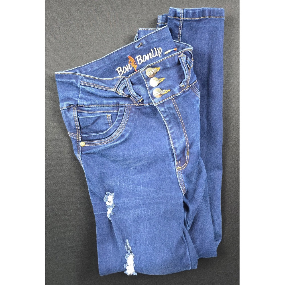 Bon Bon Up Jeans High Waisted Skinny Distressed Blue Denim Size 14 Stretch